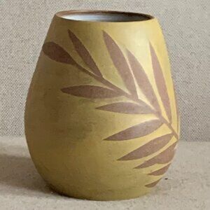 Handcrafted Pottery Studio Art Vase with Botanical Design